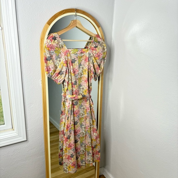 J. Crew Liberty Mauvy floral cottage puff sleeve button up midi dress - Picture 6 of 9